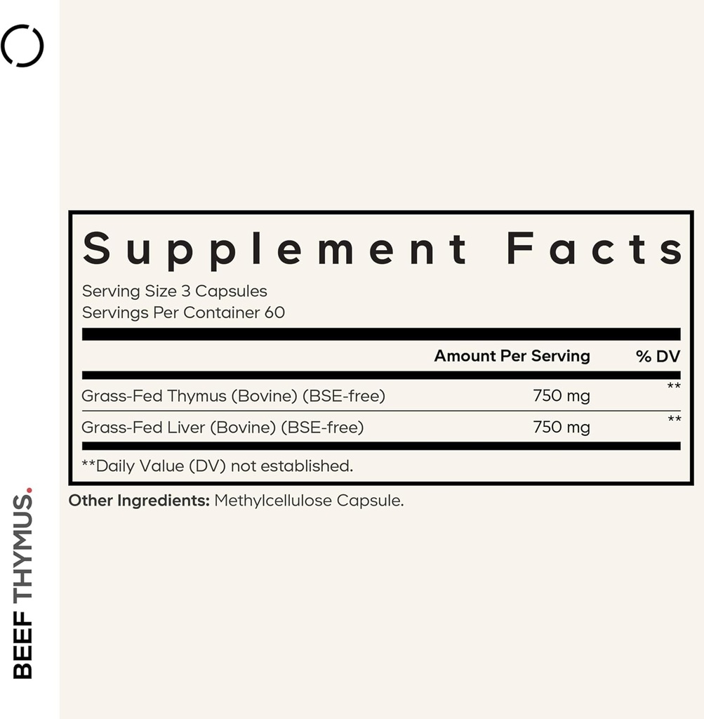 Codeage Grass Fed Beef Thymus Supplement Superfood, Freeze Dried, Non-Defatted, Desiccated Thymus & Liver Pills, Glandulars Meat, Pasture Raised Beef Vitamins, Non-GMO, 180 Capsules 3