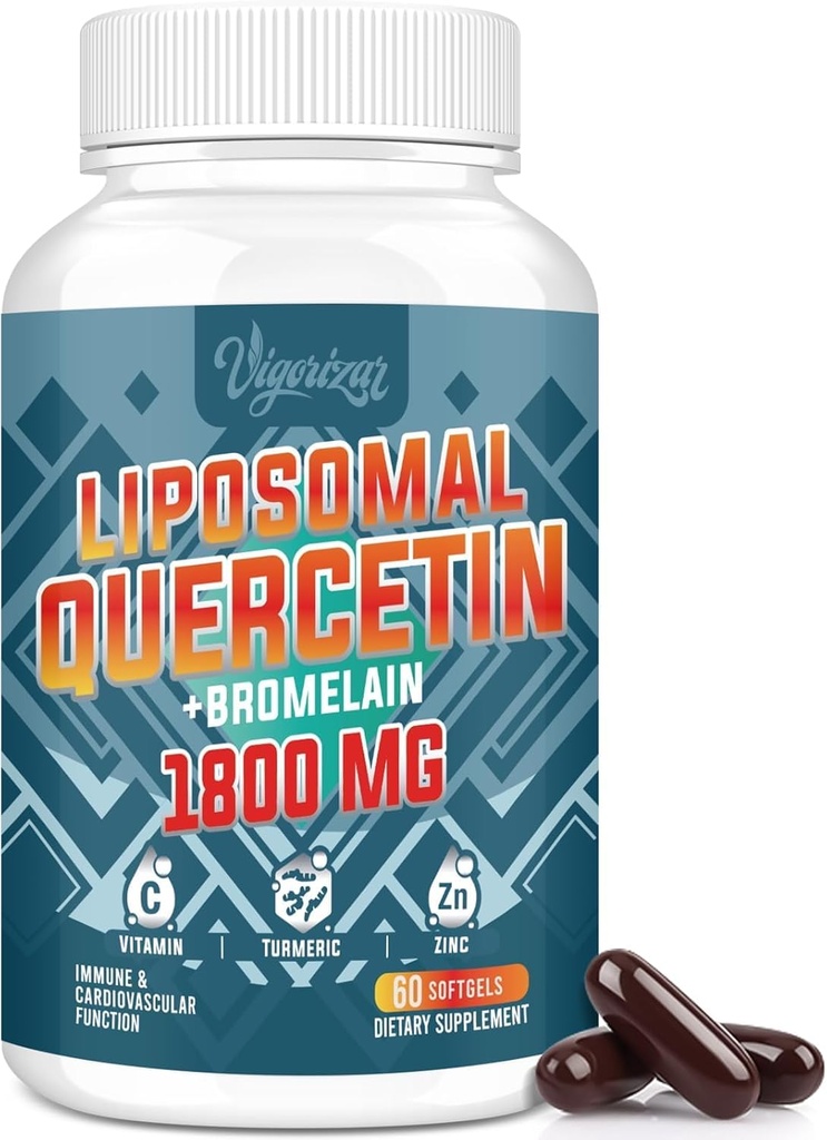 Liposomal Quercetin Phytosome, Quercetin with Bromelain, Zinc & Vitamin C, Bioactive Phytosome Complex, 20X Higher Absorption - 60 Softgels 2