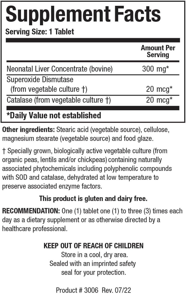 Biotics Research Cytozyme LV Neonatal Liver, Supports Healthy Liver Function and Serum Albumin, Excellent Source of B Vitamins and Iron, SOD, Catalase, Potent Antioxidant 60 Tablets 3