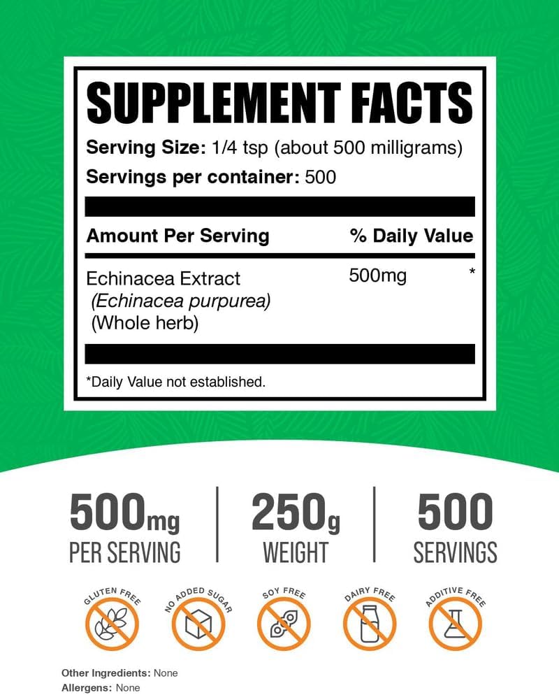BulkSupplements.com Echinacea Extract Powder - Echinacea Extract, Herbal Supplement for Immune Support - Vegan & Gluten Free, 500mg per Serving, 250g (8.8 oz) (Pack of 1) 3