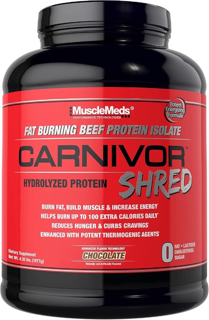 MuscleMeds Carnivor Shred Fat Burning Hydrolized Beef Protein Isolate, 0 Lactose, 0 Sugar, 0 Fat, Chocolate, 4.35 lbs 2
