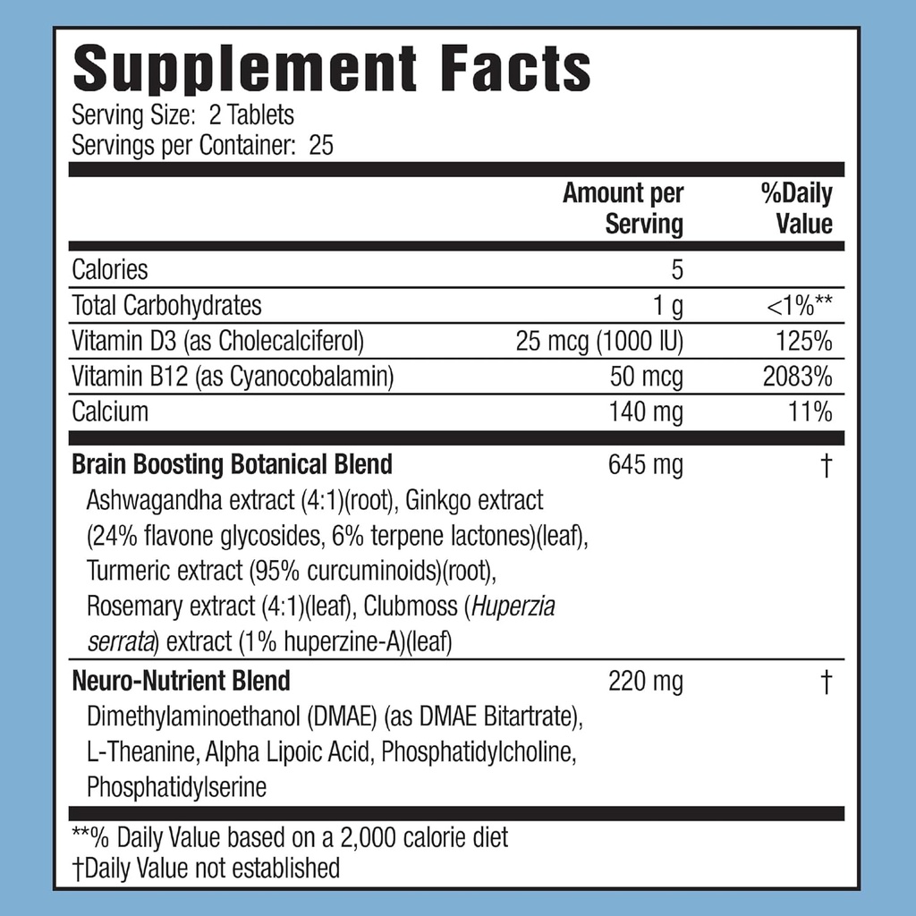 Applied Nutrition Healthy Brain All-Day Focus - 50 Tablets, Pack of 2 - Powerful 3-in-1 Brain Booster with Turmeric Extract - 50 Total Servings 3