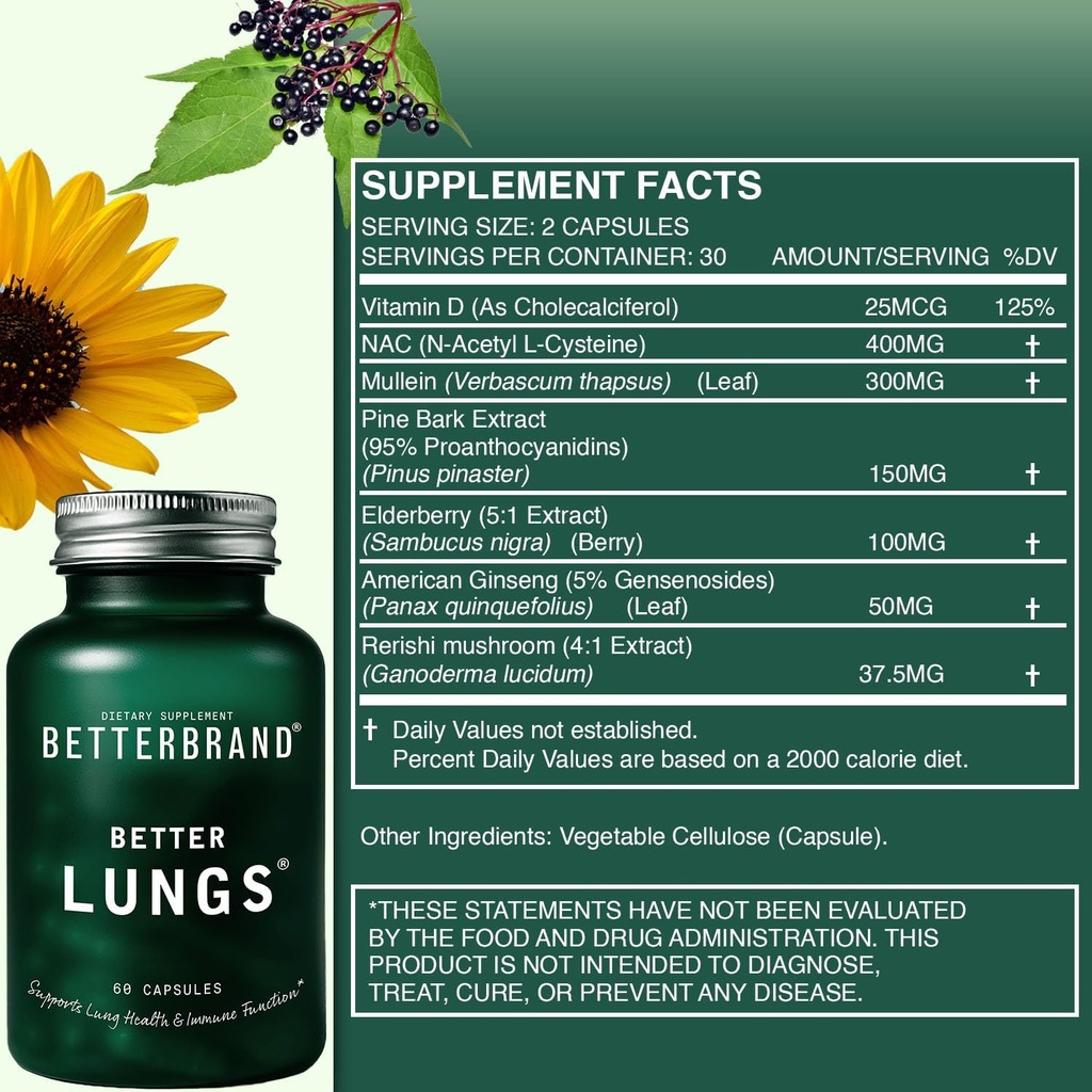 Betterbrand Better Lungs Health Pack - BetterLungs & Mullein Gummies - Complete Respiratory Wellness Pack: BetterLungs & Mullein Gummies - 30 Day Supply 5