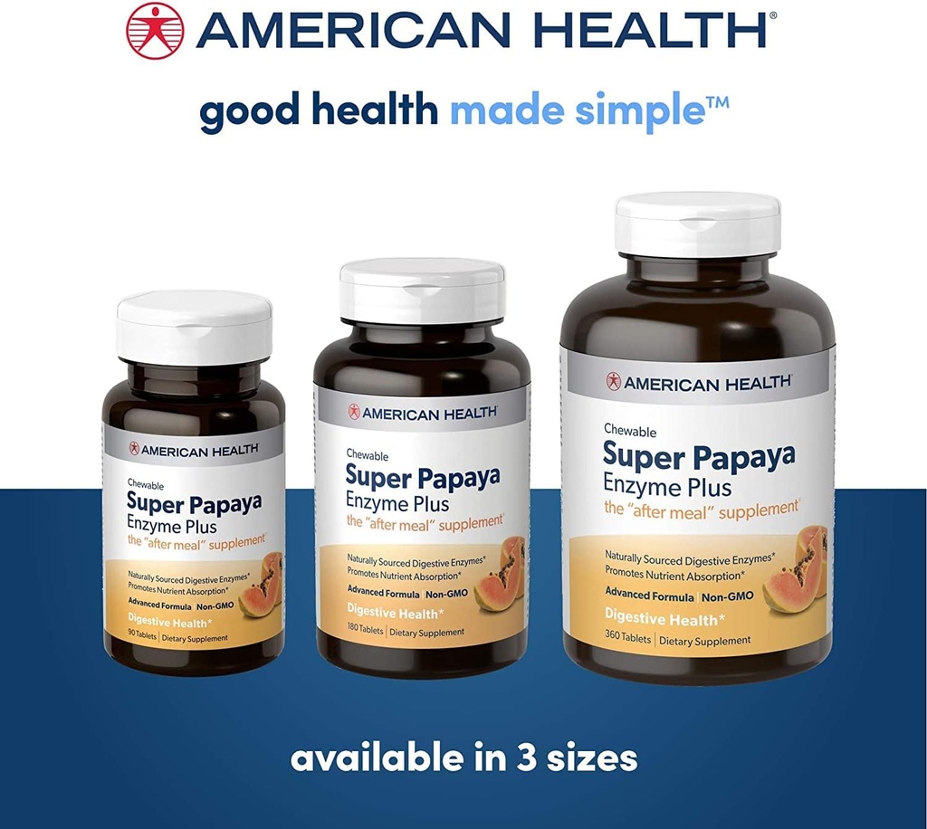 American Health Enzymes Chewable Super Papaya Enzyme Plus 360 Tablets (Pack of 2) 6