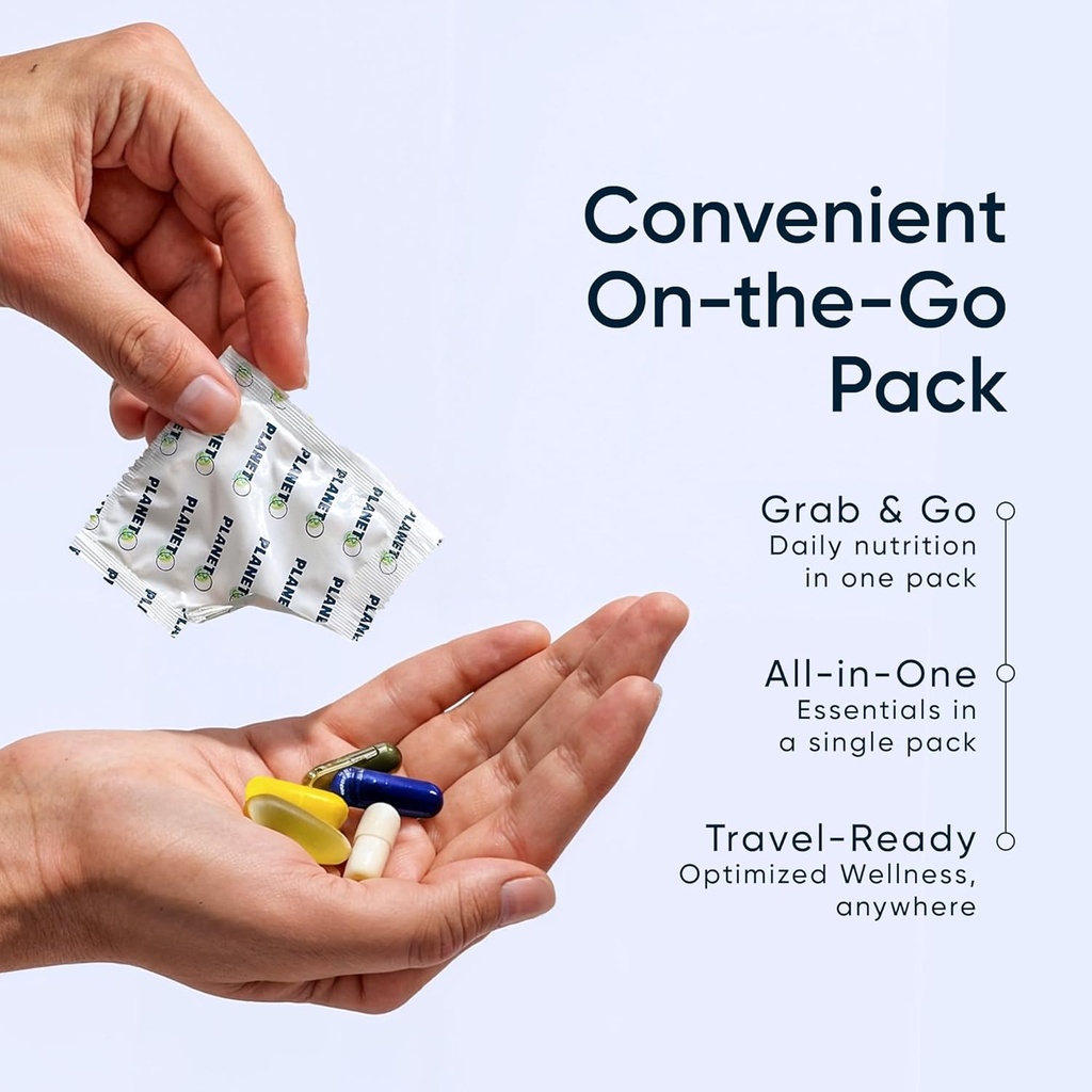 Planet 3 Vitamin Packs, Daily Vitamins for Both Men & Women, Energy, Immune & Heart Support | Multivitamin, Vitamin D, Omega 3, Probiotics, Biotin, B12 & More | Core Supplements | 90 Daily Packs 5
