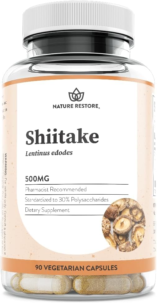 Nature Restore Shiitake Mushroom Extract Supplement, 90 Capsules, High 30% Polysaccharide Concentration, Non-GMO, Gluten Free 2