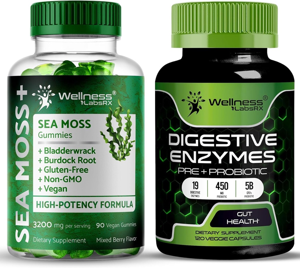 WELLNESS LABSRX Digestive Enzymes Capsules with Sea Moss Gummies 2