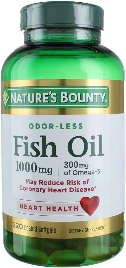 Nature's Bounty Fish Oil 1000 mg, Odorless, 120 Coated Softgels (Pack of 3) 4