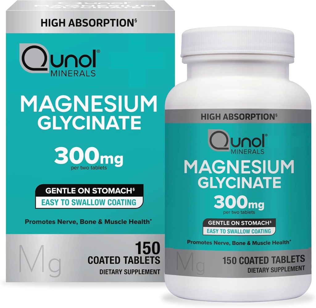 Qunol Magnesium Glycinate 300mg, 100% Glycinate Chelated Magnesium Supplement, 150ct Tablets 2
