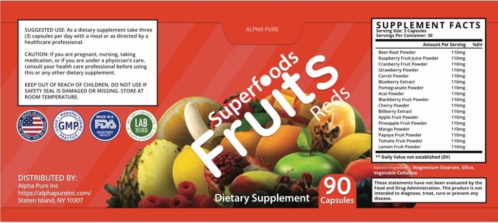 90 Capsules Each Bottle 540 Capsules superfoods Veggies Greens and Reds Fruits Triple Pack 6