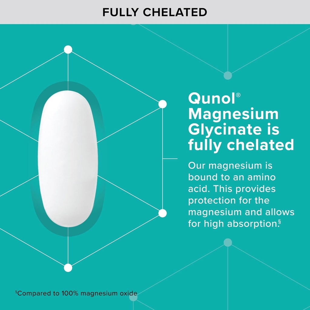 Qunol Magnesium Glycinate 300mg, 100% Glycinate Chelated Magnesium Supplement, 150ct Tablets 4