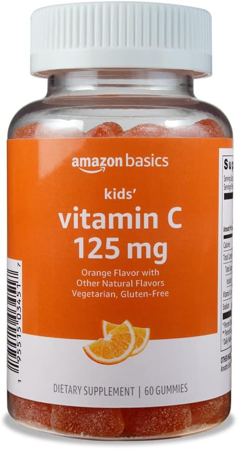Basics Kids' Vitamin C 125mg Gummies, Orange, 60 Count, Immune Health, 2 Month Supply (Previously Solimo) 2