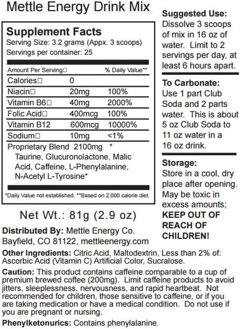 Energy Drink Powder - 50 Servings | Sugar Free | 200mg Caffeine - Mettle Energy Drink Mix (Strawberry Kiwi) 3