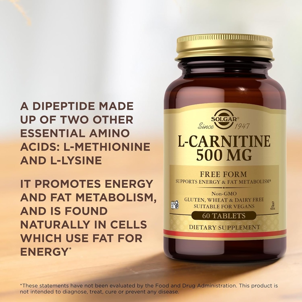 Solgar L-Carnitine 500 mg - 60 Tablets - Non-GMO, Vegan, Gluten Free, Dairy Free, Kosher - 30 Servings 5