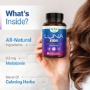 Nested Naturals Luna Kids Sleep Aid Tablets for Children 4+ - Naturally Sourced Ingredients - Gentle, Herbal Supplement with Chamomile, Melatonin, Valerian & Lemon Balm - 120 Chewable Tablets 4
