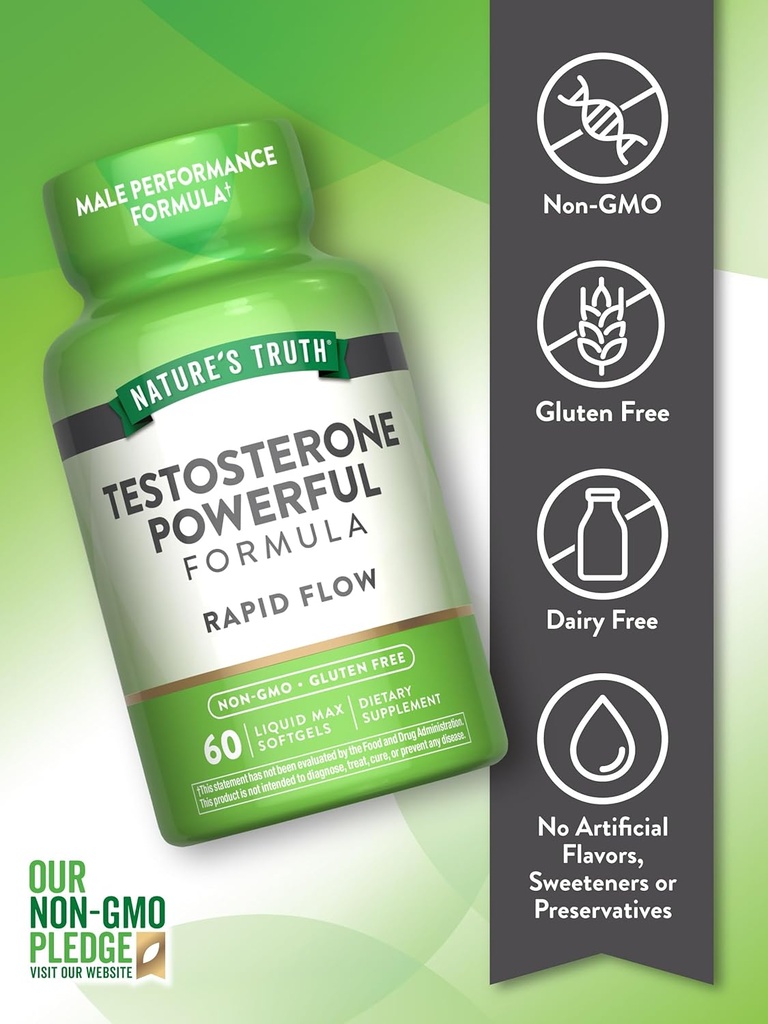 Nature's Truth Testosterone Supplement for Men | 60 Softgels | Non-GMO and Gluten Free Formula 4