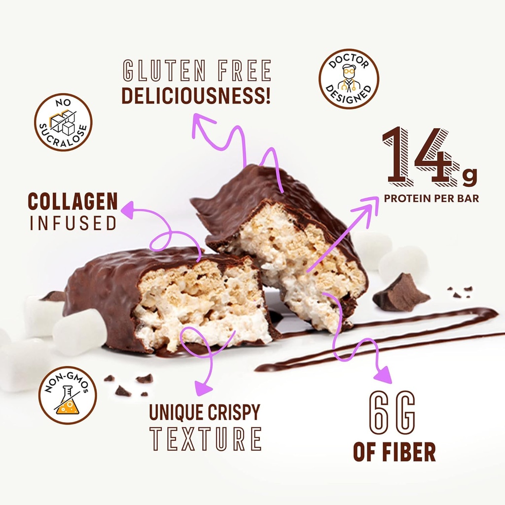 Smart for Life High Protein Bars - Smores - Low Sugar Crunchy 14g Protein Meal Replacement Bars – 12 Bars - Works with Cookie Diet Protein Snacks – Non-GMO – Smores Protein Bar 4