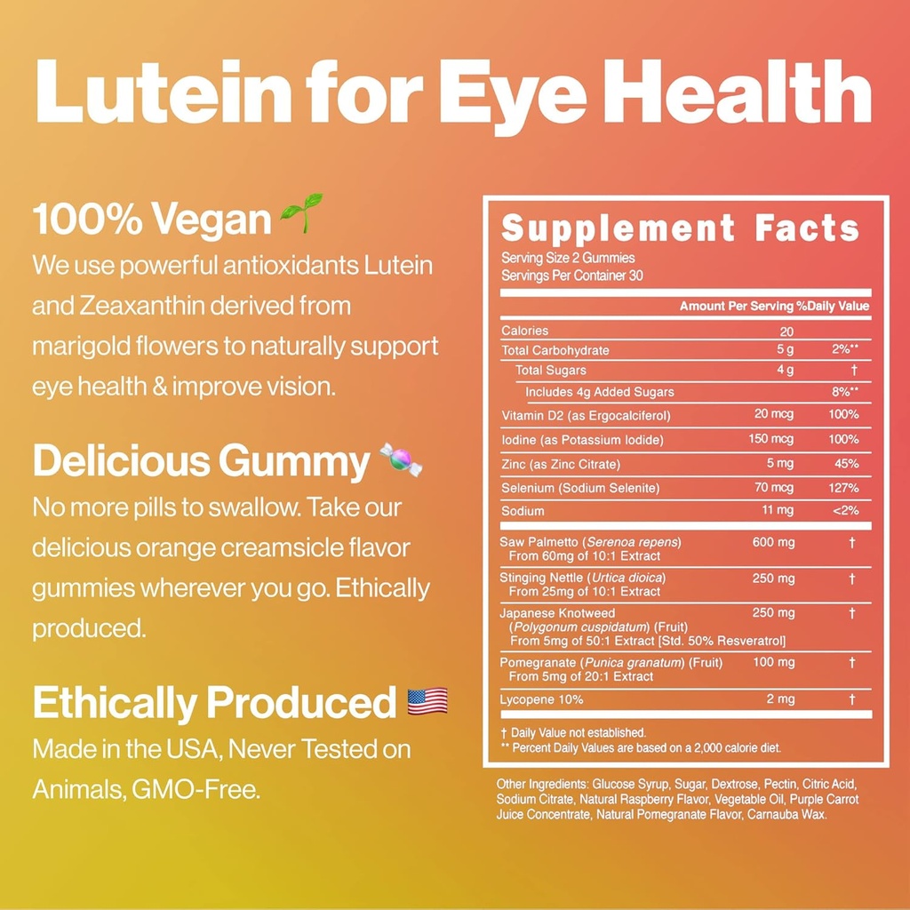 Lutein Vision Vision Support Gummies with Lutein and Marigold Flower 60-Count 4