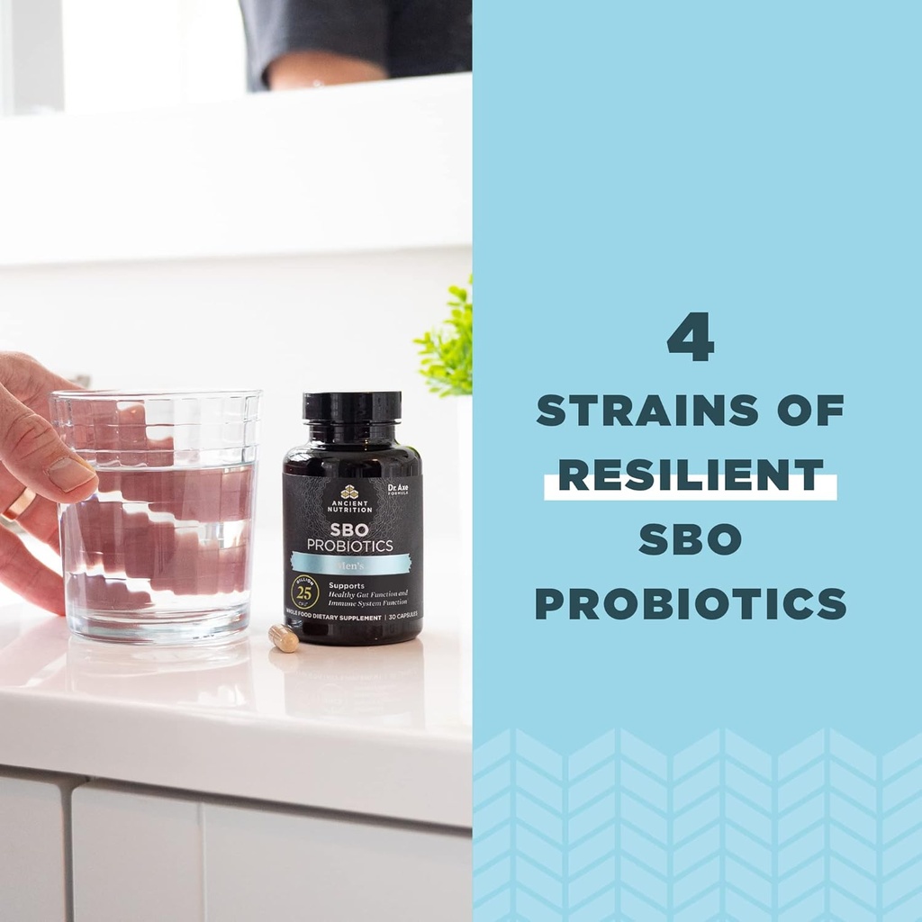 Ancient Nutrition Probiotics for Men, SBO Probiotics Men's 60 Ct, for Gut Health, Digestive and Immune Support, Boosts Muscle Mass and Fat Metabolism, 25 Billion CFUs* Per Serving 5