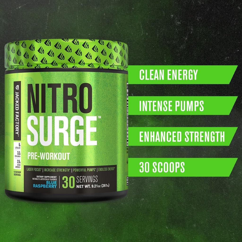 Jacked Factory Nitrosurge Pre-Workout in Grape & Fruit Punch Nitrosurge Shred Thermogenic Pre-Workout for Men & Women 3