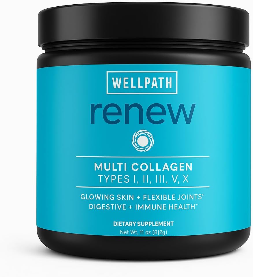 WellPath Renew Multi Collagen Protein Powder for Women | Hair, Nails, Skin | Hydrolyzed Grass-Fed Bovine, Marine, & Chicken Sources Collagen Peptides | Types I, II, III, V, X | 11 oz | 40 Servings 2