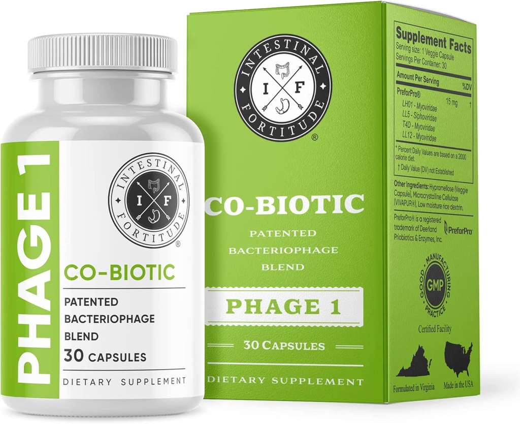 Intestinal Fortitude Phage 1 - Ultimate Gut Health Supplement, Total Restore Intestinal Defense, Patented Bacteriophage Blend for Gut Support, Digestive & Immune System Health, Destroy Bad Bacteria 2