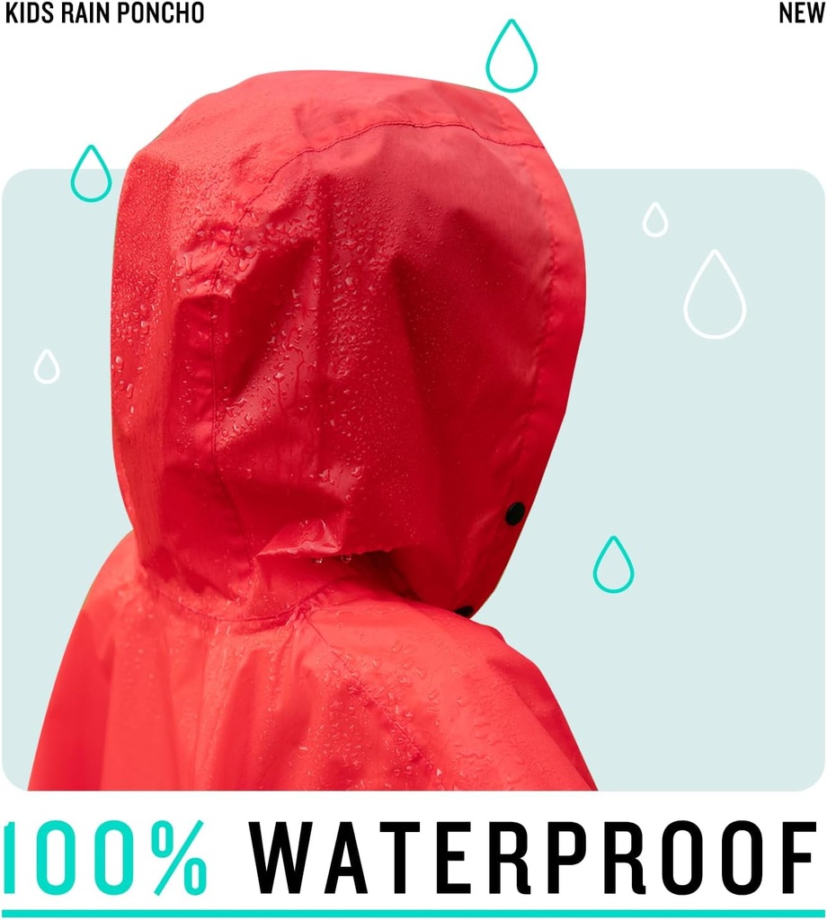SaphiRose Lightweight Kids Rain Poncho Jacket Waterproof Outwear Rain Coat 6