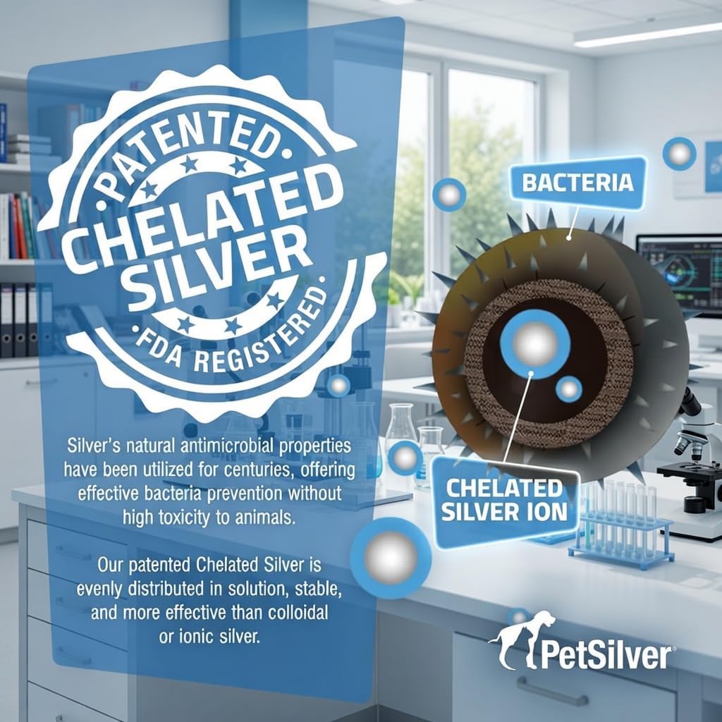 PetSilver Immune Support - Promotes Respiratory Health in Cats & Dogs, Sinus & Kennel Cough Treatment, Natural Antibiotic, Allergy Relief, Chelated Silver Formula, Easy-to-Use Dropper, USA - 2 fl oz 5