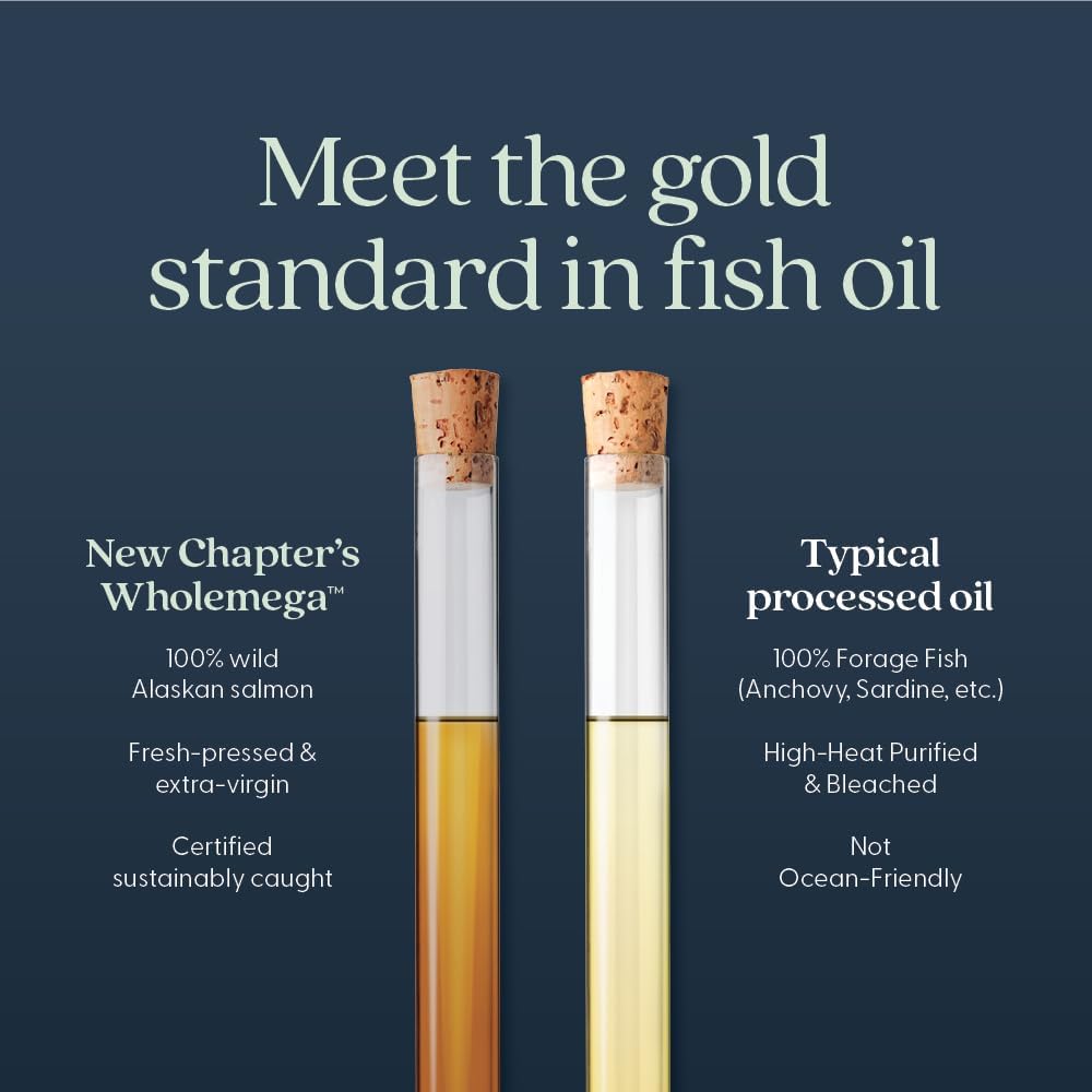 New Chapter Wholemega Fish Oil Supplement - 2000mg per Serving, Clinically Proven Wild Alaskan Salmon Oil with Omega-3 + Vitamin D3 + Astaxanthin, 120 Softgels 6