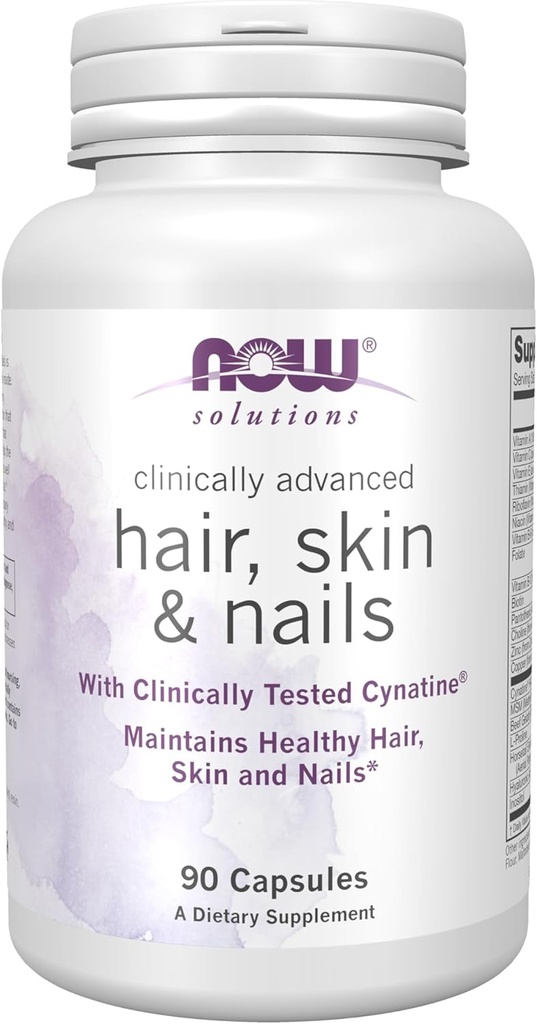 NOW Solutions, Hair, Skin and Nails, Clinically Advanced, Support with Clinically Tested Cynatine®, 90 Veg Capsules 2