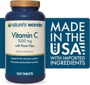 Nature's Wonder Vitamin C 1000 mg with Rose Hips Tablets for Immune Health, 250 Servings, 250 count 3