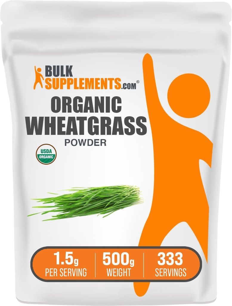 BulkSupplements.com Organic Wheatgrass Powder - Organic Super Greens Powder, Superfoods Supplement - Vegan & Gluten Free, 1.5g per Serving, 500g (1.1 lbs) (Pack of 1) 2
