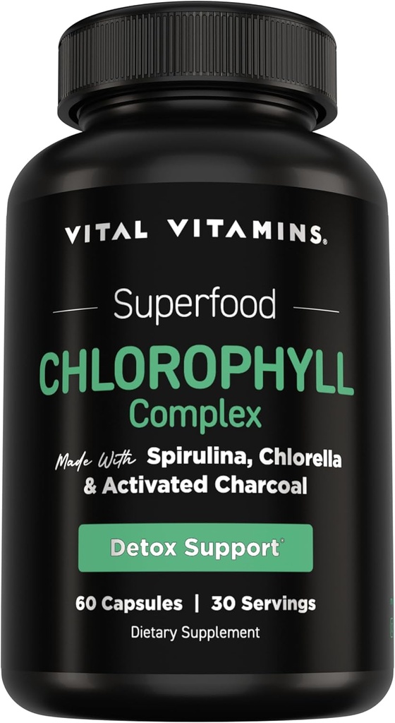 Vital Vitamins Chlorophyll Pills - Body Deodorizing Supplement - Made with Spirulina, Chlorella, Organic Parsley, Mint, & Activated Charcoal - Defeat Odor Naturally - for Women & Men - 60 Capsules 2