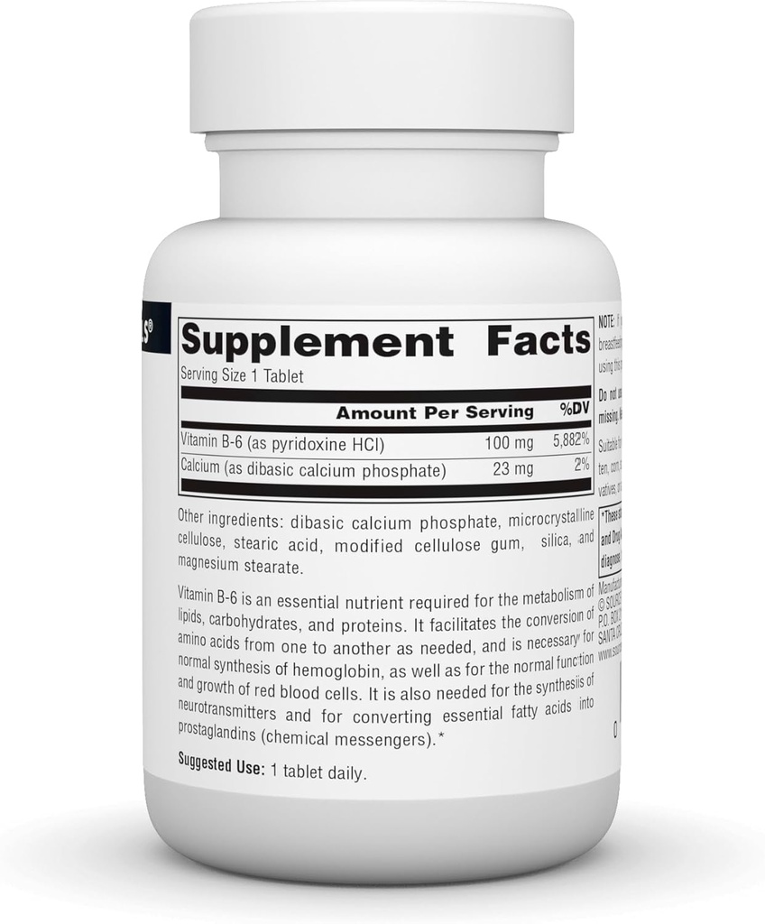 Source Naturals Vitamin B-6 100mg, Immune System Support, 100 Tablets 3