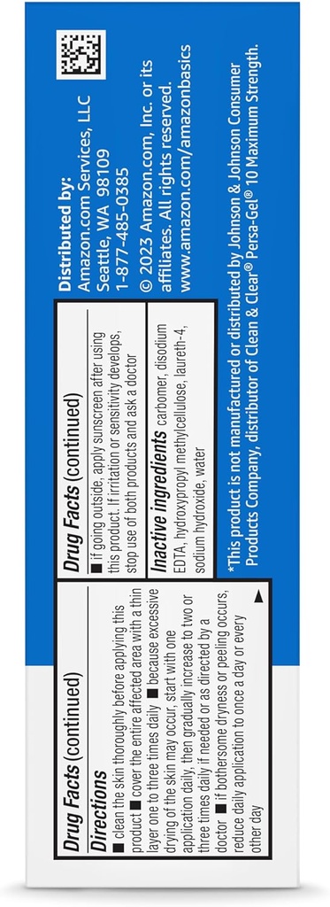 Basics 10% Benzoyl Peroxide Acne Medication, Maximum Strength, 1 Fluid Ounce Face Gel 3
