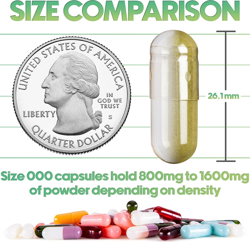 XPRS Nutra Size 000 Empty Capsules -100 Count Large Empty Gelatin Capsules - Pills for DIY Supplement Capsule Filling - Fillable Color Gel Caps Pills (Multi Color) 3