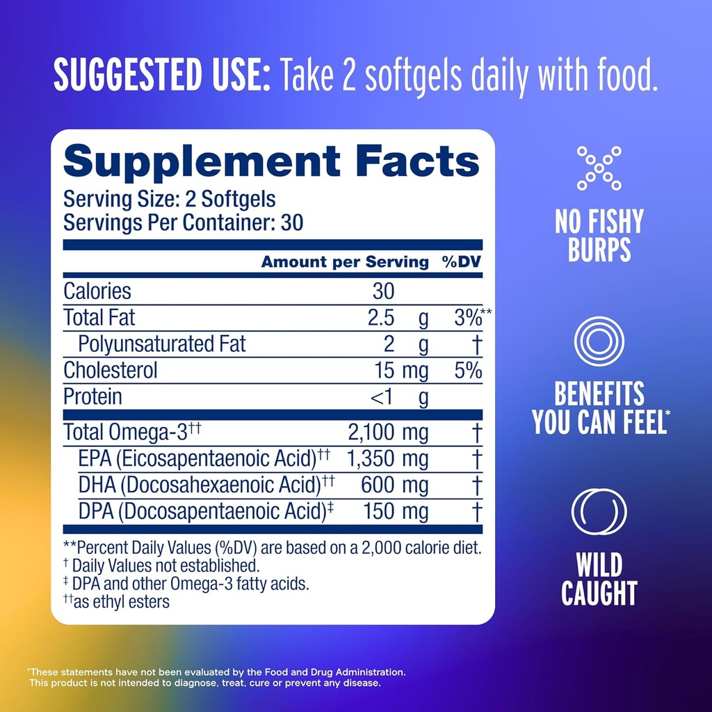 Oceanblue Professional Omega 3 2100-120 ct - High Potency Triple Strength Burpless Fish Oil with EPA, DHA & DPA - Wild Caught - Natural Orange Flavor, 60 Servings 3