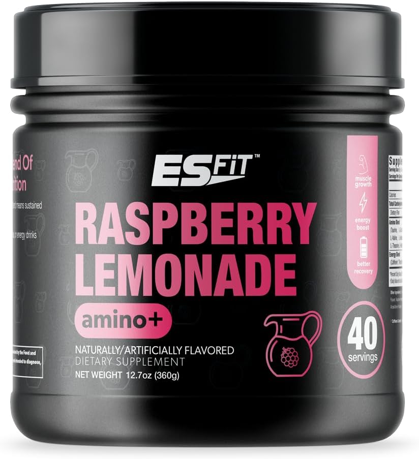 Amino+ Powder - Pre and Post Workout with Caffeine + Green Tea Extract - BCAA, Amino Acids, Zero Sugar, Low Calorie, Superior Taste, 40 Servings (Raspberry Lemonade) 2