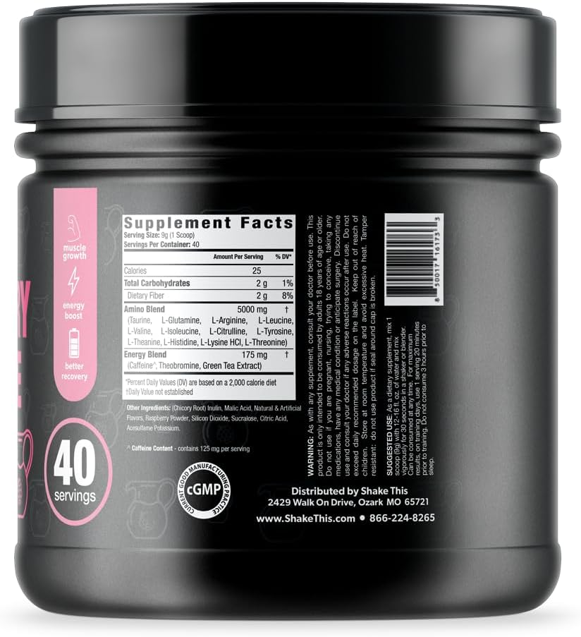 Amino+ Powder - Pre and Post Workout with Caffeine + Green Tea Extract - BCAA, Amino Acids, Zero Sugar, Low Calorie, Superior Taste, 40 Servings (Raspberry Lemonade) 3