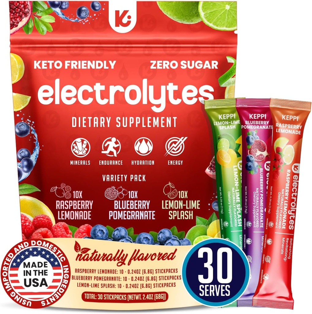 Keppi Electrolytes Powder – Raspberry Lemonade Flavor 50 Servings – No Sugar Hydration Supplement with Magnesium, Potassium, Sodium – Keto, Vegan, Fasting-Friendly, Zero Calorie Electrolyte Drink 6