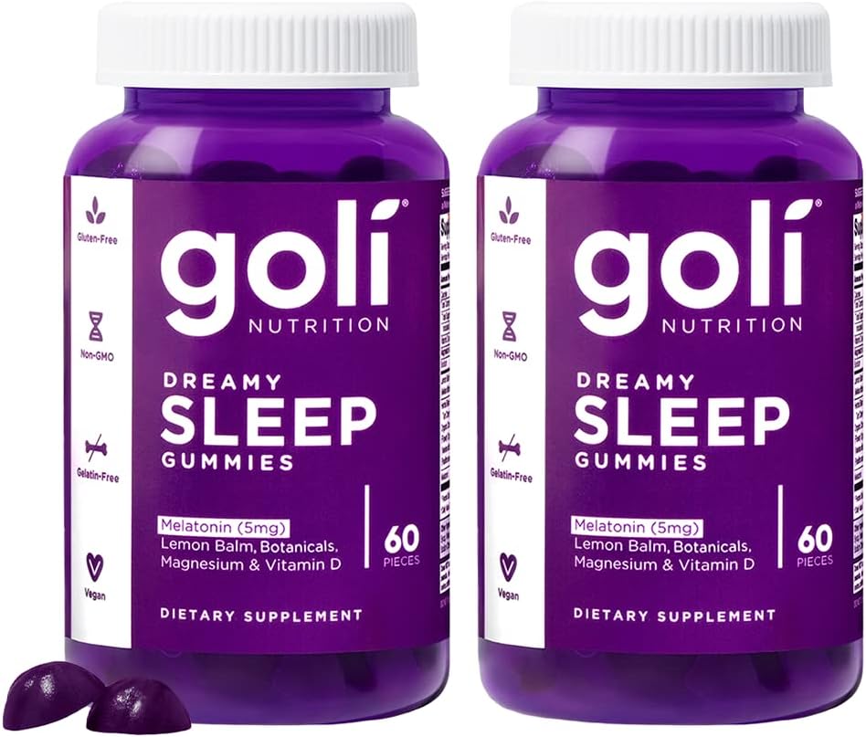 Goli Dreamy Sleep Gummy - 60 Count (Pack of 2) - Melatonin, Vitamin D, Magnesium, and Lemon Balm Extract - Gelatin-Free, Gluten-Free, Vegan & Non-GMO 2