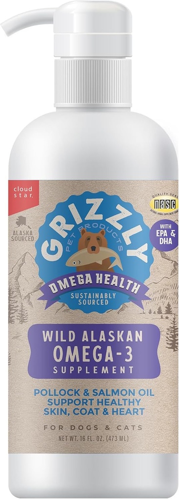 Grizzly Pet Products Omega Health Liquid Omega-3 Supplement for Dogs and Cats, 64 Ounce Jug 6