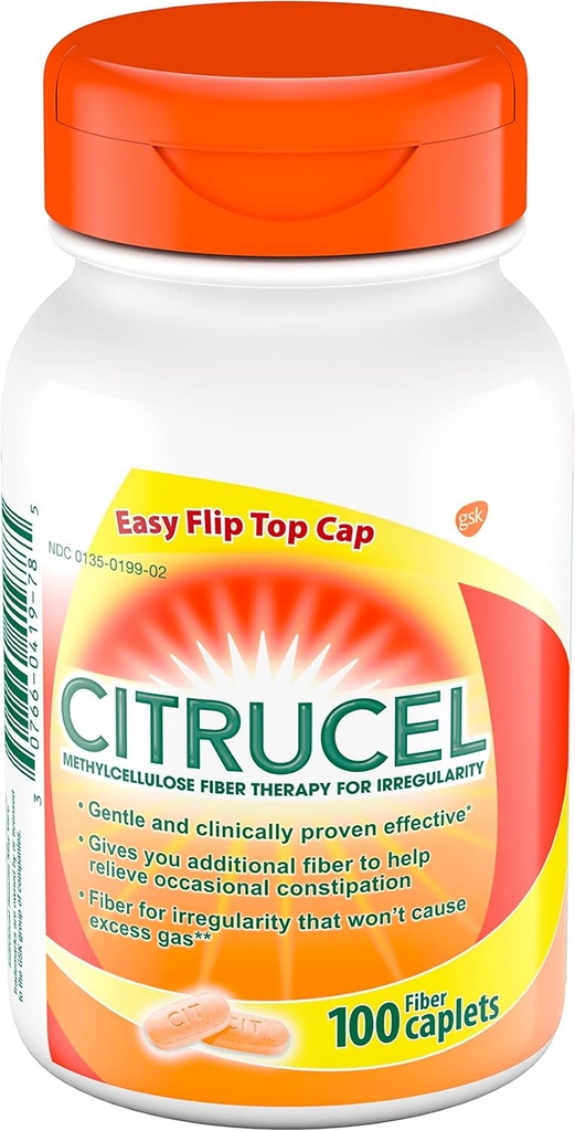 Citrucel Methylcellulose Fiber Caplets for Occasional Constipation Relief, Orange Flavor - 1 Count 2