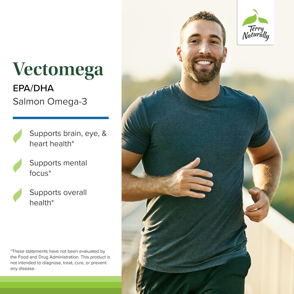 Terry Naturally Vectomega - Supplement with EPA & DHA - Omega-3 Tablets for Brain & Heart Health Support - Nutritional Supplement with Essential Fatty Acids & Peptides - 60 Tablets 4