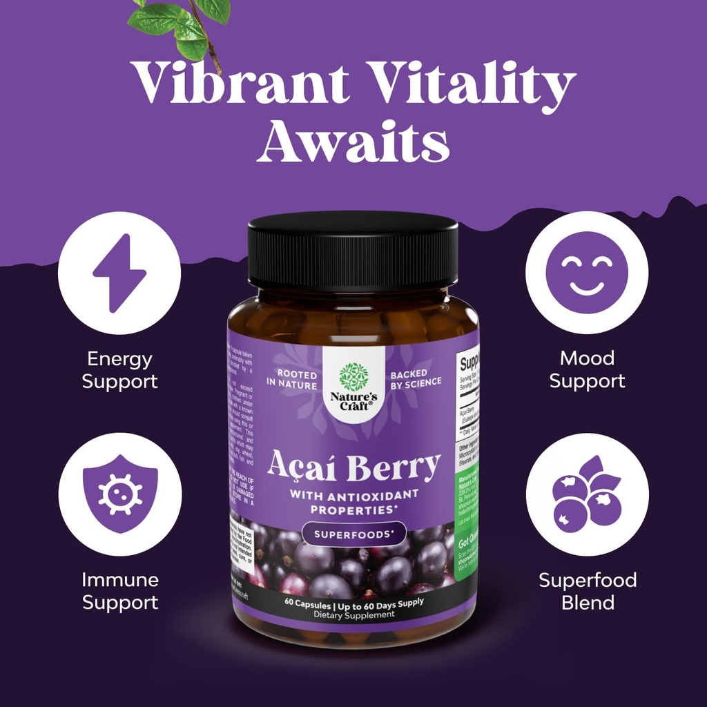 Natural Acai Berry Weight Loss Supplement Detox Products Antioxidant Superfood Cleanse and Burn Fat Improve Health Boost Energy and Digestion 4