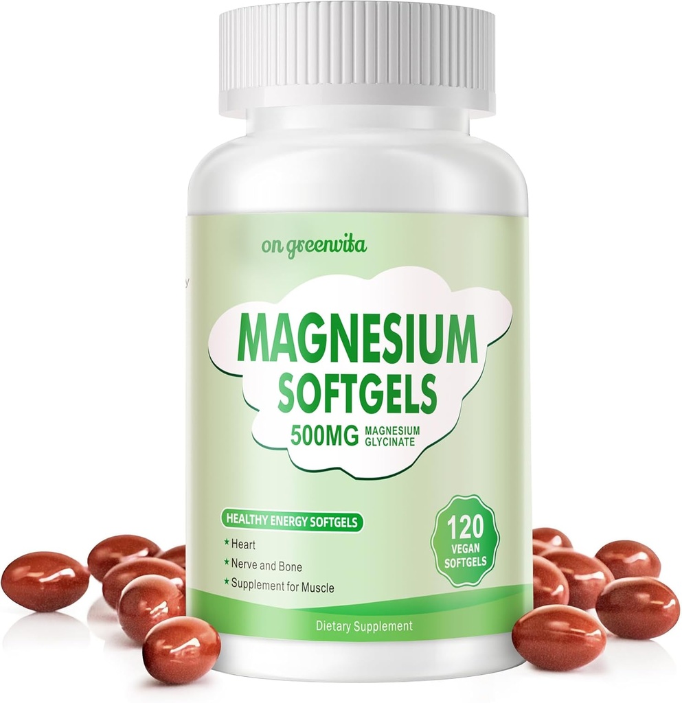 Magnesium Supplement Softgels, Easy Absorption Magnesium Glycinate 500mg, High Bioavailability Magnesium for Sleep & Calm Support, Nervous, Muscle & Bone Health 120 Softgels 2
