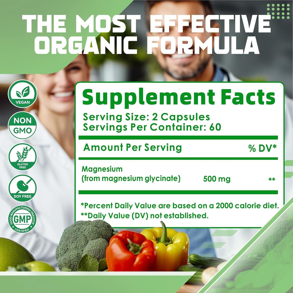 Magnesium Supplement Softgels, Easy Absorption Magnesium Glycinate 500mg, High Bioavailability Magnesium for Sleep & Calm Support, Nervous, Muscle & Bone Health 120 Softgels 5