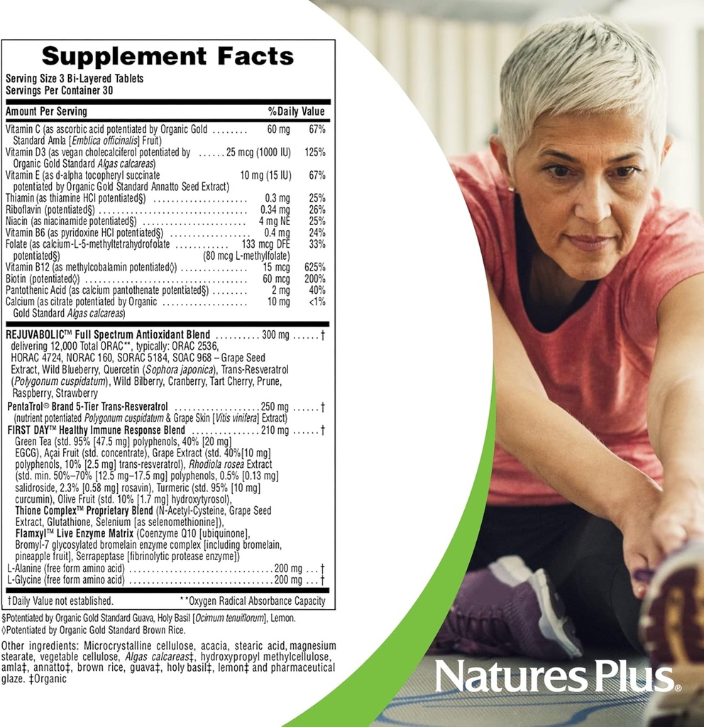 NaturesPlus AgeLoss REJUVABOLIC - 90 Bi-Layered Tablets - Resveratrol Anti-Aging Complex - Vegetarian, Gluten Free - 30 Servings 5