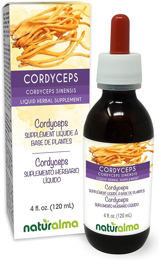 Naturalma Cordyceps (Cordyceps sinensis) Fungus or Mushroom Alcohol-Free Tincture - 4 fl oz Liquid Extract in Drops - Herbal Supplement - Vegan 2