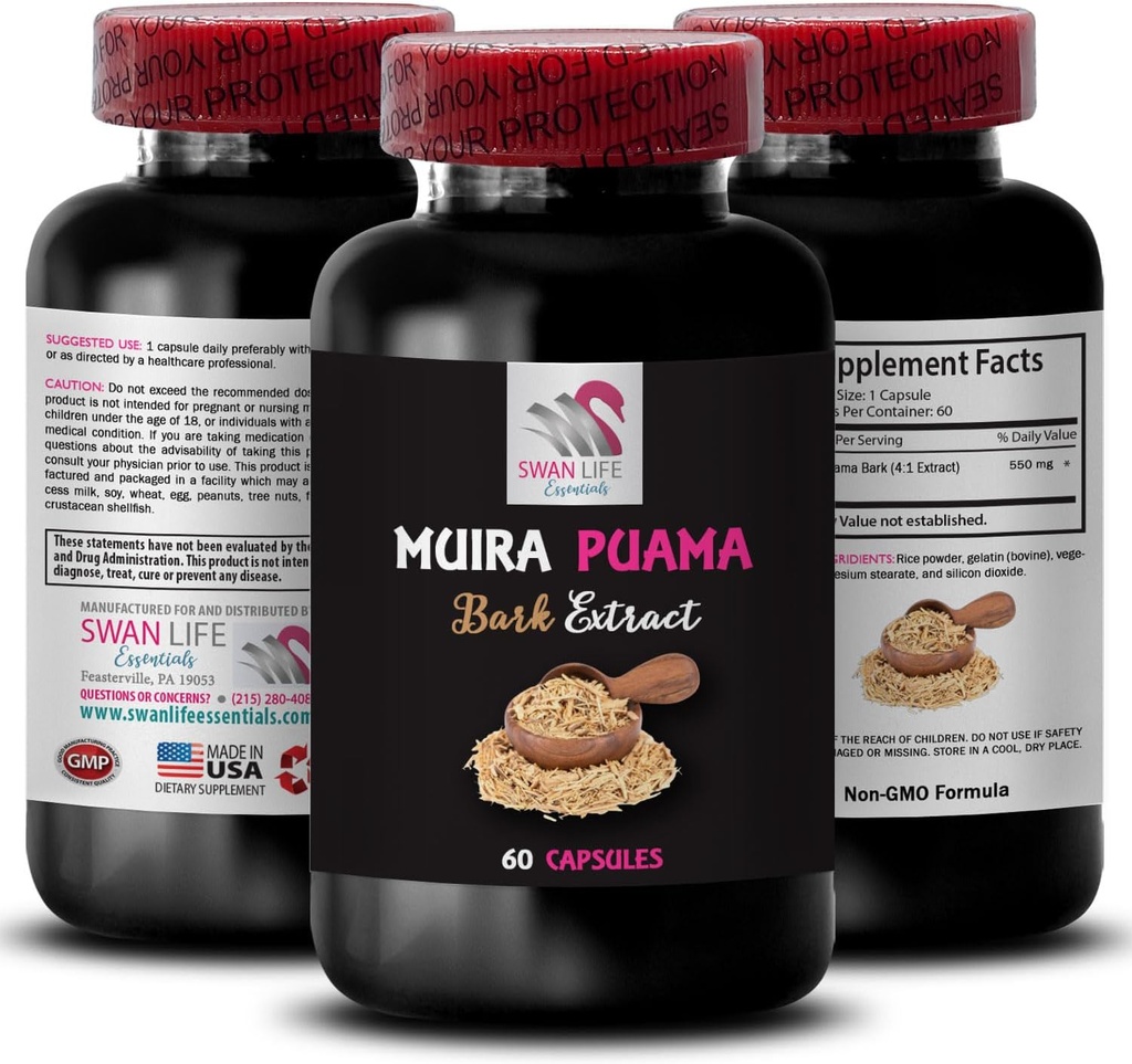 Natural Endurance Lift - Muira PUAMA BARK Extract - Active Mindset Support, Energizing Routine, Balanced Boost Blend, Plant Synergy Energy, Energy Optimizer, Botanical Power Source 1 Bottle 60 Caps 2